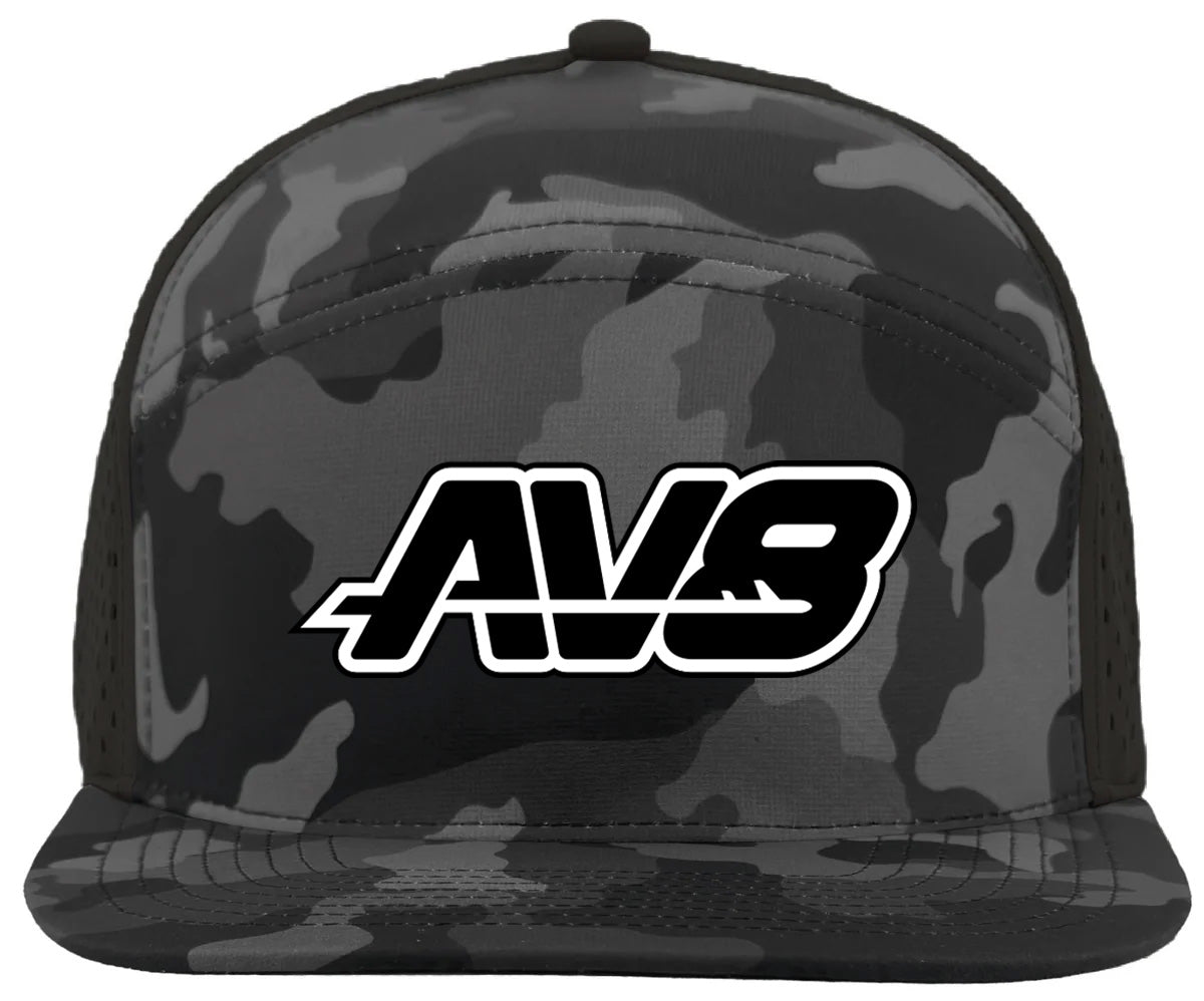 AV8 Black Camo 7 Panel Logo Hat