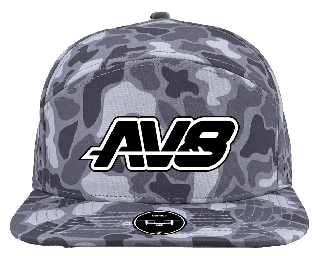 AV8 Grey Camo 7 Panel Logo Hat